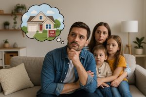 A family reviewing their home and discussing whether now is the right time to sell in today’s real estate market.